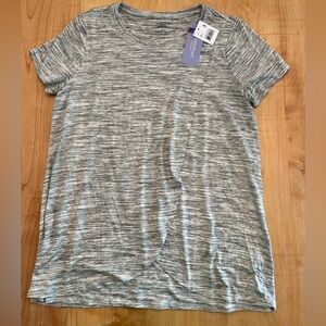Motherhood maternity nursing top gray and black marled tulip hem small nwt